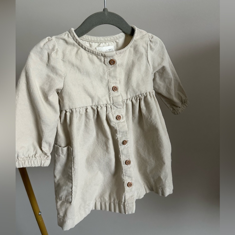 Carter's Cream Buttoned Puff Sleeve Dress